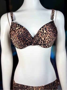 Diva by Rachel Pappo Leopard Print C-cup Underwire Bikini Swim Top, Szs 8 & 14